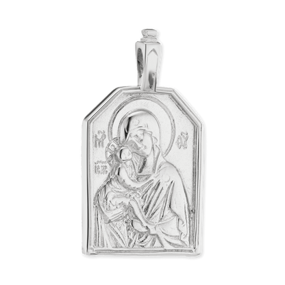 Byzantinischer Doppelanhänger mit Madonna-und-Kind-Motiv aus Sterlingsilber, veredelt mit 14-karätigem Gelbgold