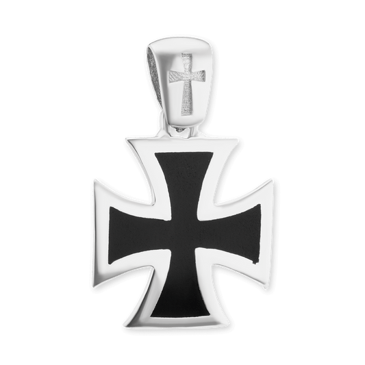 Pattée-Kreuz-Medaillons mit schwarzer Emaille aus Sterlingsilber