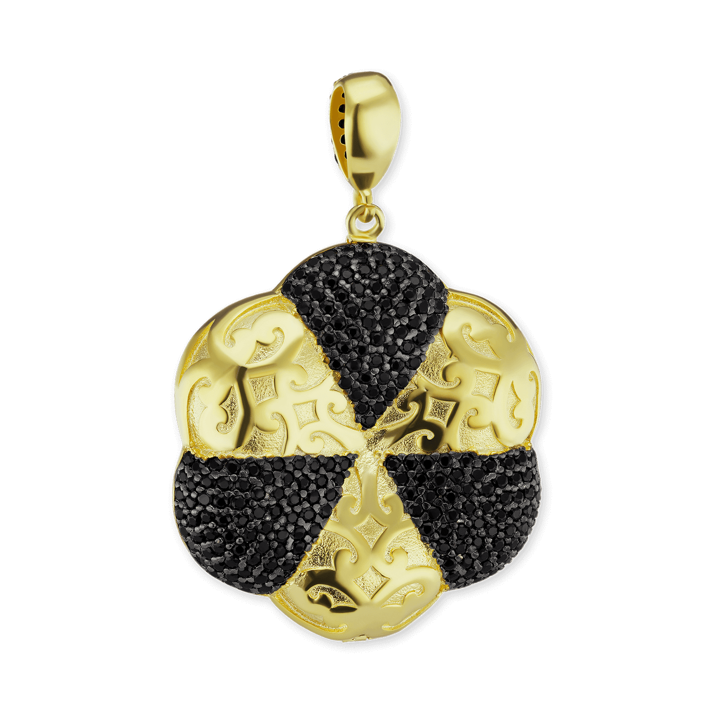 Sterling Silver Rosette Pendant in Sterling Silver Finished in 14K Yellow Gold