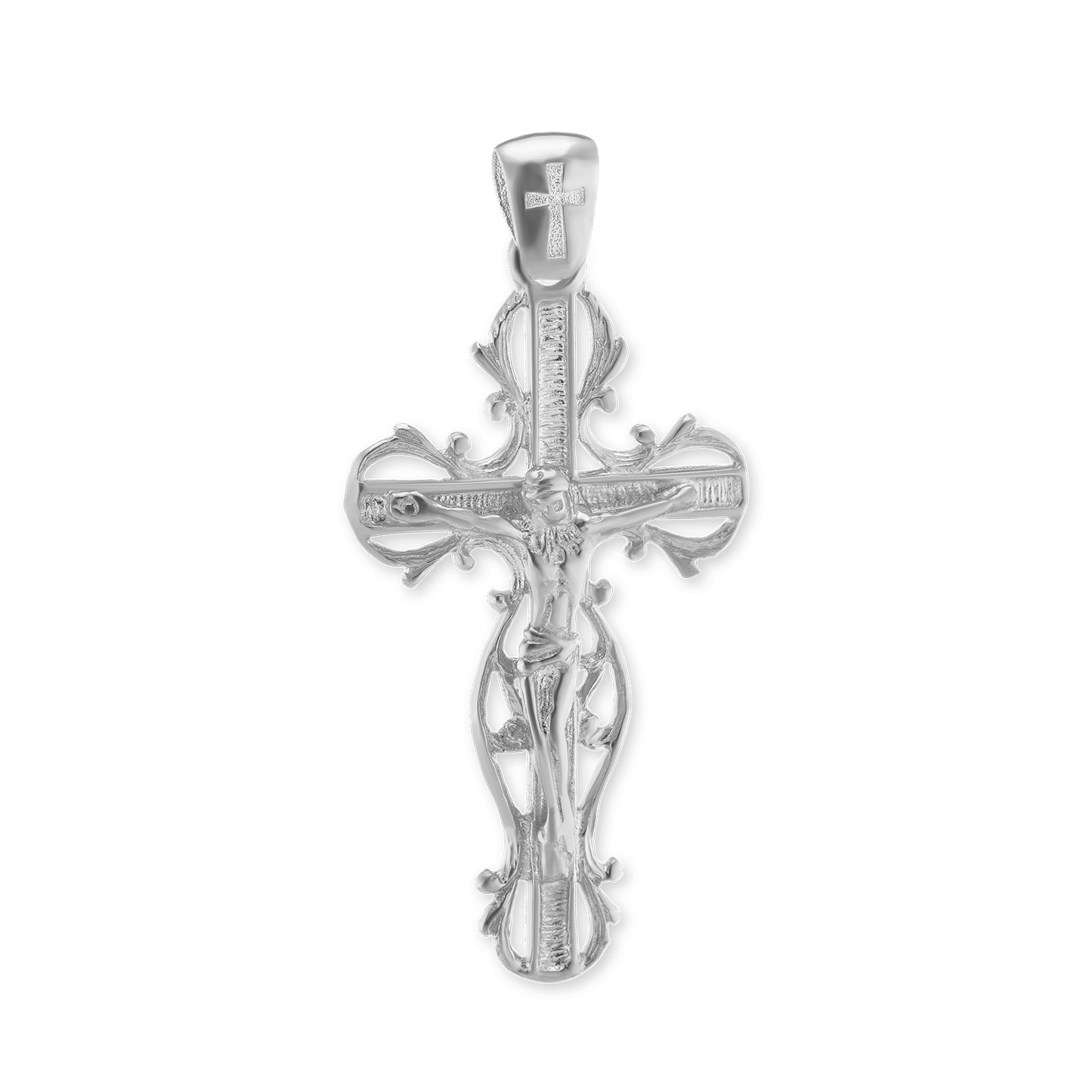 Filigraner Weinreben-Kreuzanhänger aus Sterlingsilber
