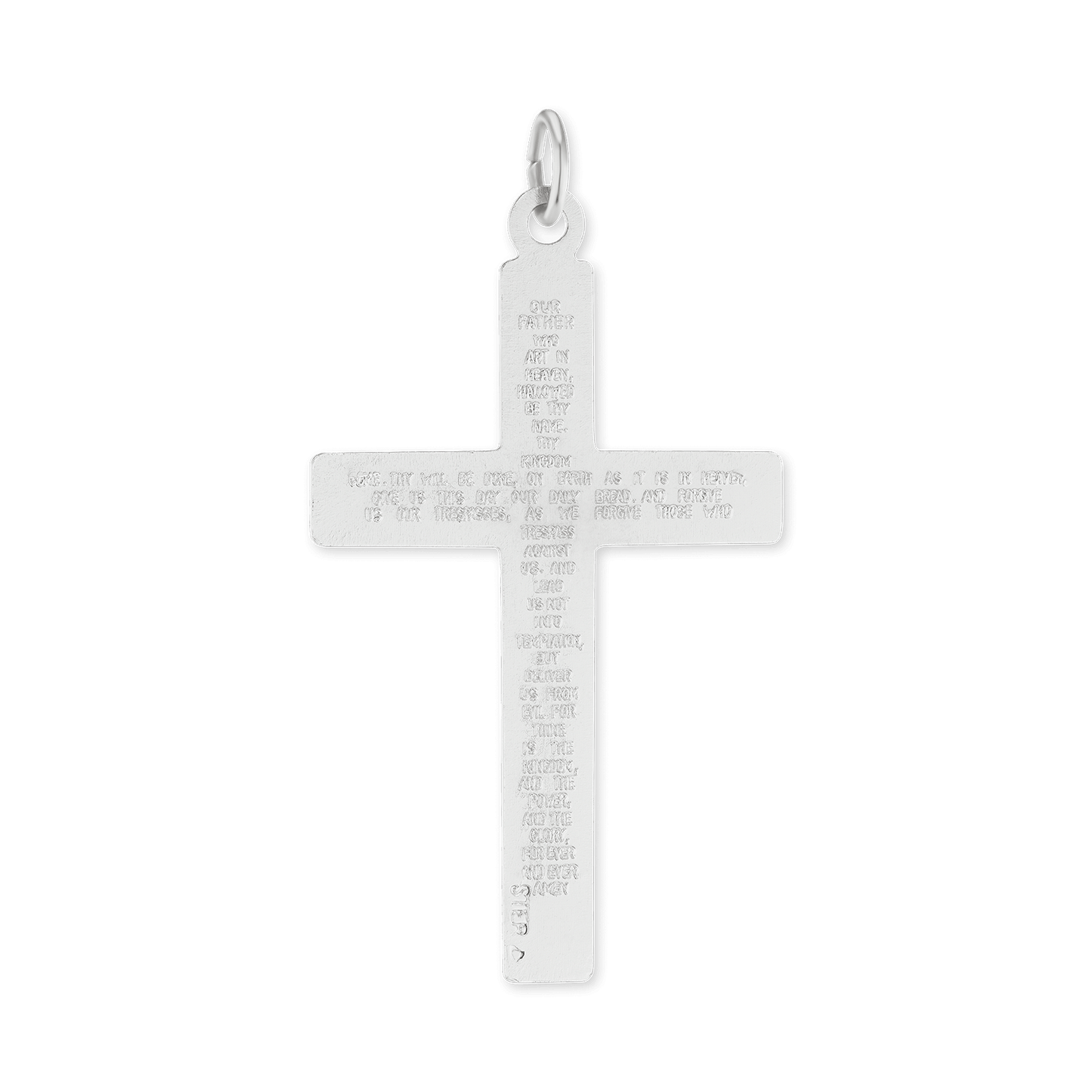 Doppelseitiger Kreuzanhänger mit Vaterunser aus Sterlingsilber