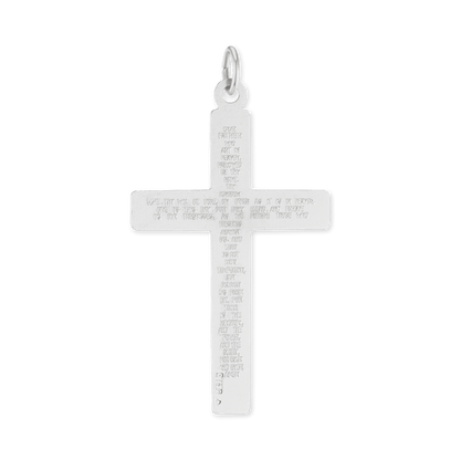 Doppelseitiger Kreuzanhänger mit Vaterunser aus Sterlingsilber