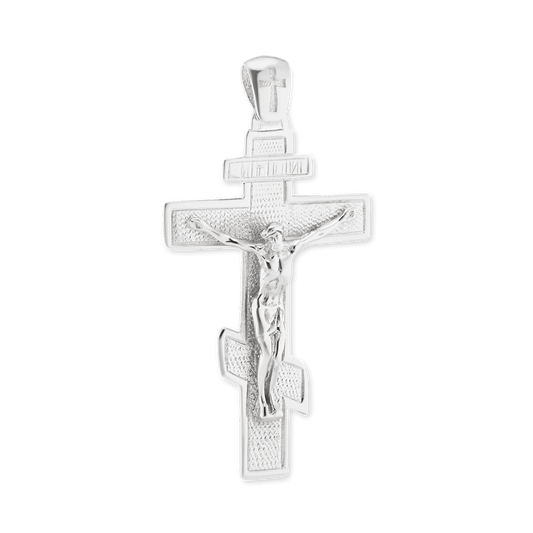 Orthodoxes Kreuz und Kruzifix-Anhänger aus Sterlingsilber