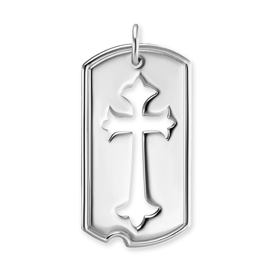 Dreiblatt-Kreuz-Anhänger mit christlicher Motiv-Ausstattung aus Sterlingsilber