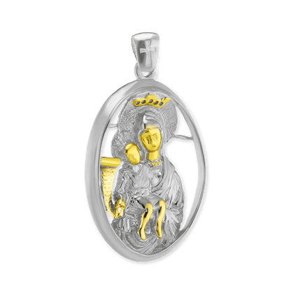 Sterling Silver Two-Tone Madonna and Child Pendant and Medallions in Sterling Silver Finished in 14K Yellow Gold