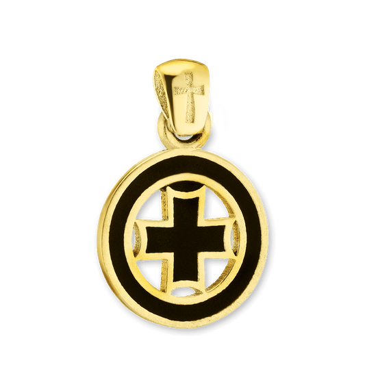 Pattée-Kreuz-Medaillons mit schwarzer Emaille aus Sterlingsilber