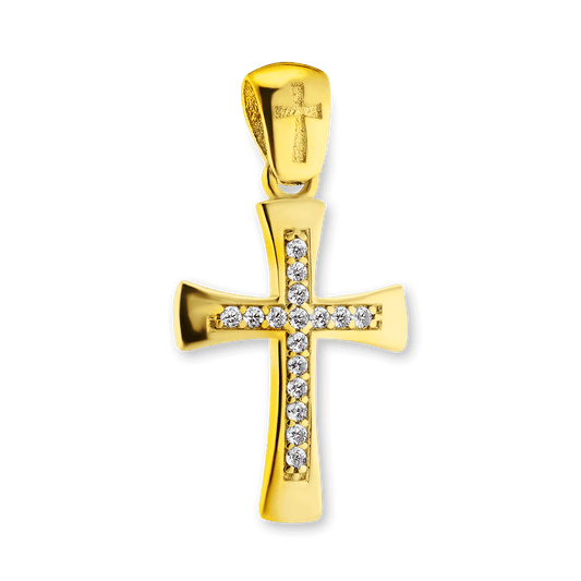 Konischer Kreuzanhänger mit Zirkonia in Sterlingsilber