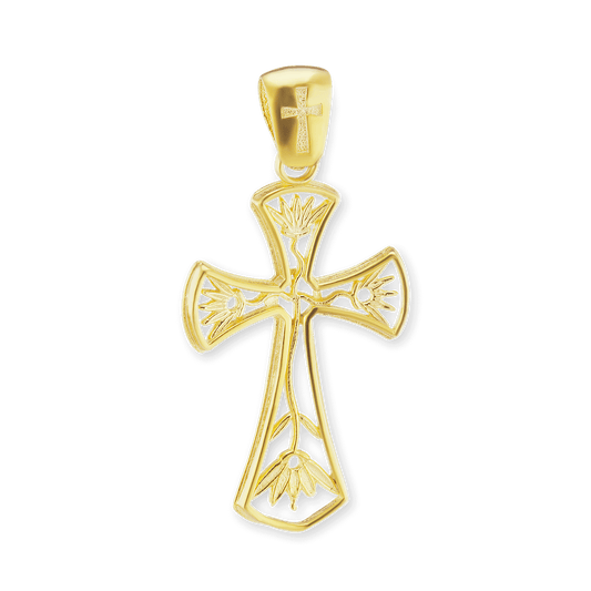 Filigraner Lotus-Kreuz-Anhänger aus Sterlingsilber