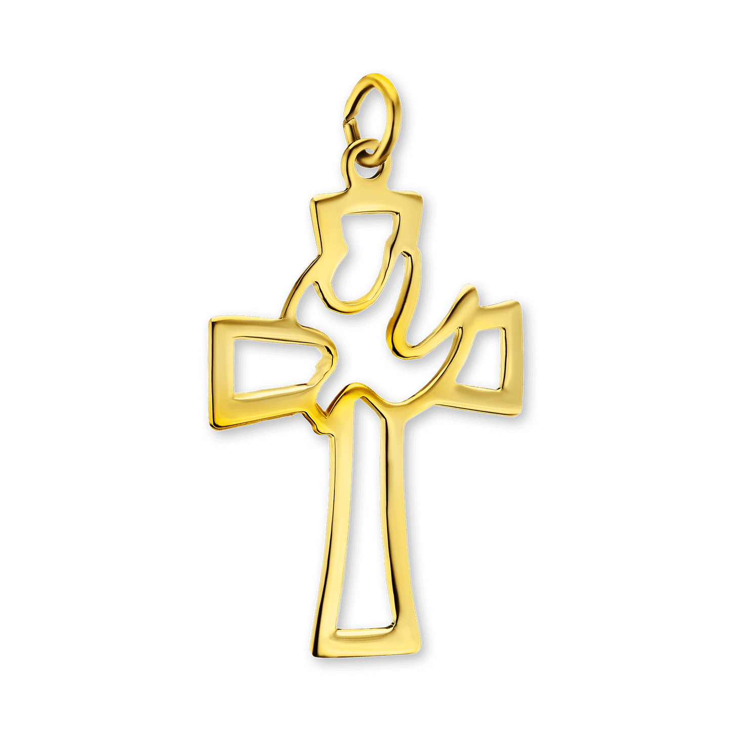 Kreuzanhänger mit Heiliger-Geist-Taube aus Sterlingsilber