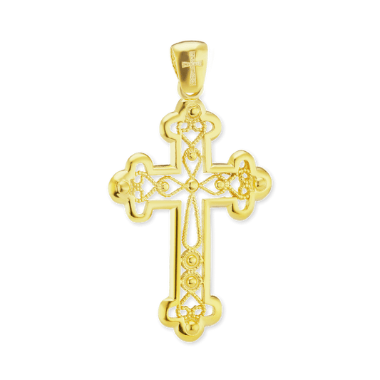Filigraner Knospenkreuz-Anhänger aus Sterlingsilber