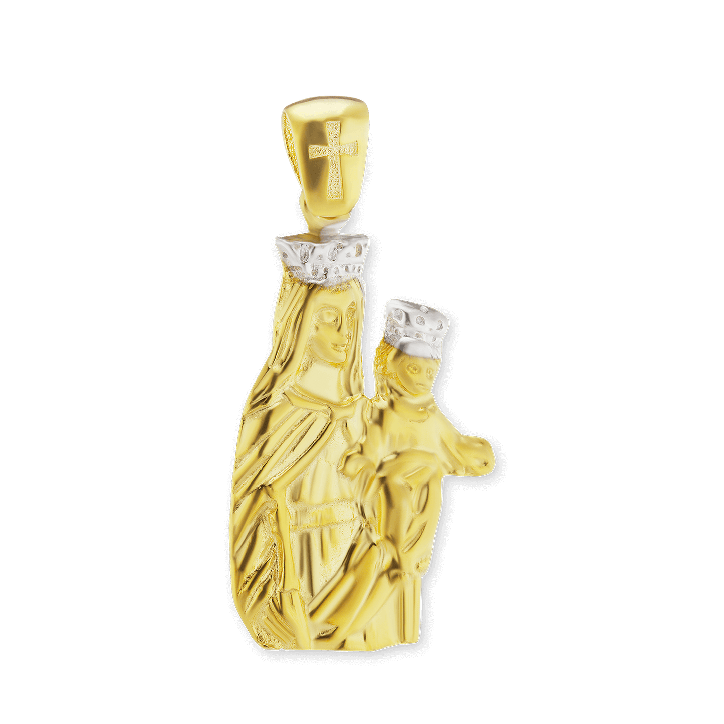 Zweifarbiger Anhänger mit Madonna und Kind sowie Medaillons aus Sterlingsilber