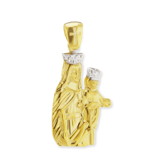 Zweifarbiger Anhänger mit Madonna und Kind sowie Medaillons aus Sterlingsilber