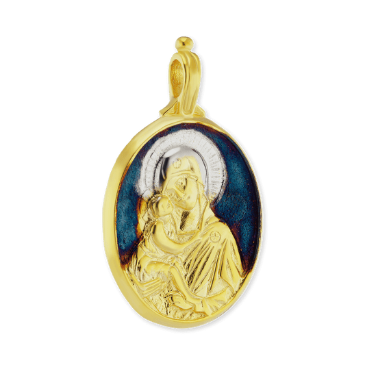Anhänger und Medaillons mit Madonna-und-Kind-Motiv in Sterlingsilber mit Ember-Finish