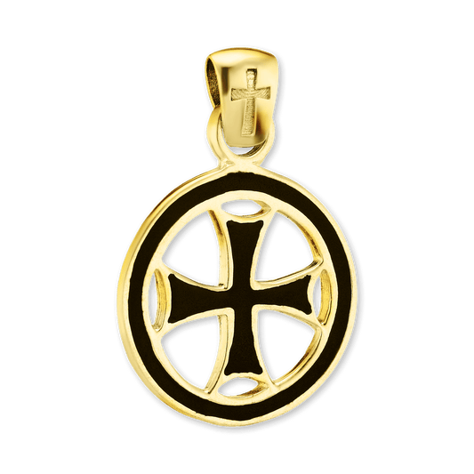 Pattée-Kreuz-Medaillons mit schwarzer Emaille aus Sterlingsilber