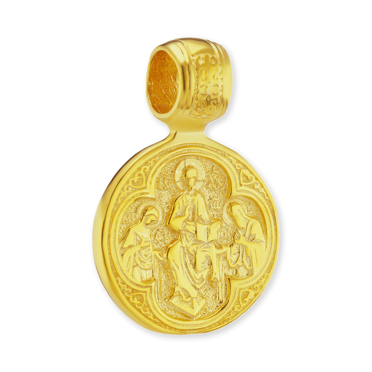 Sterling Silver Resurrection Byzantine Double-Sided Pendant in Sterling Silver Finished in 14K Yellow Gold