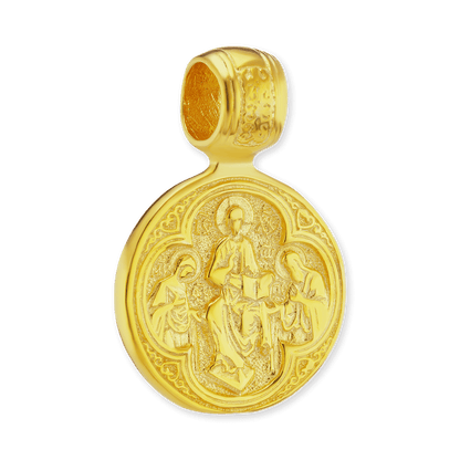 Sterling Silver Resurrection Byzantine Double-Sided Pendant in Sterling Silver Finished in 14K Yellow Gold