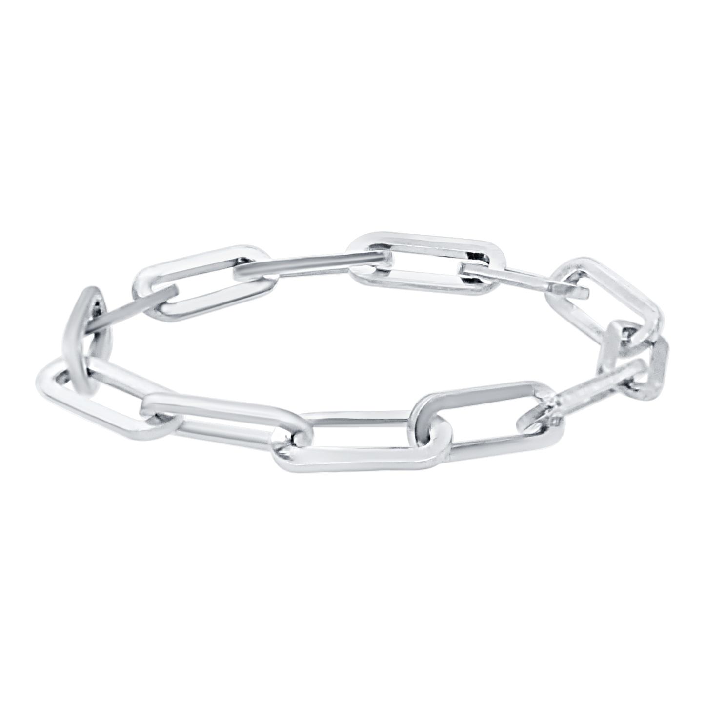 Büroklammer-Kabelkettenring aus 14-karätigem Weißgold