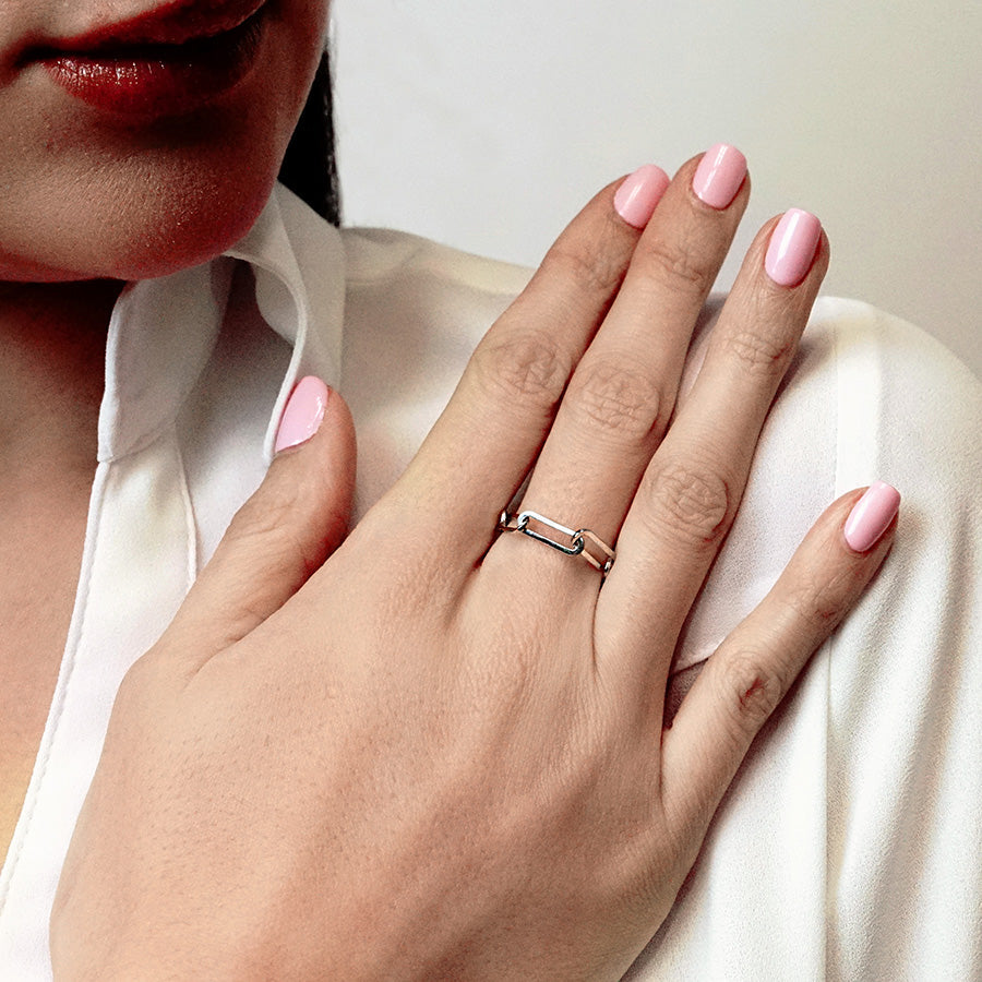 Büroklammer-Kabelkettenring aus Sterlingsilber