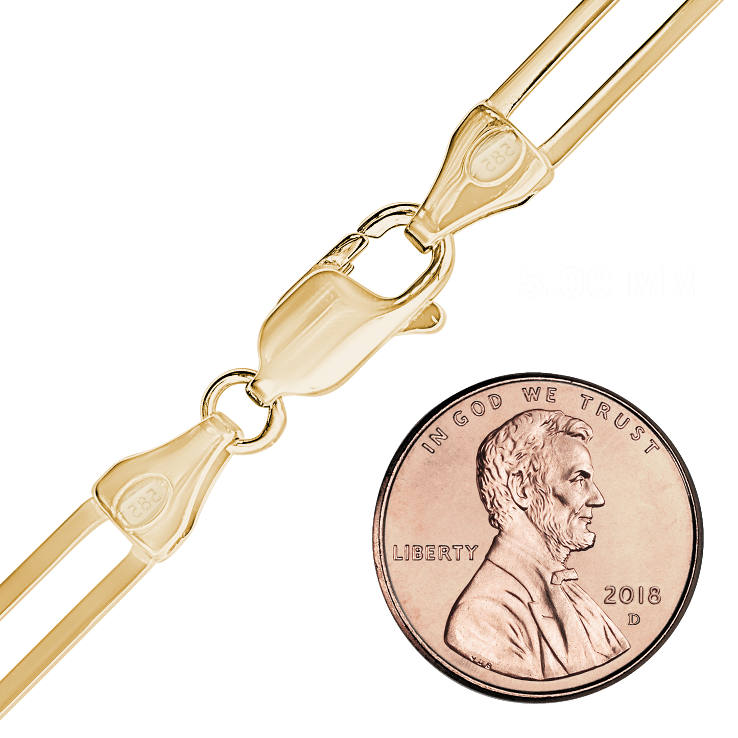 Büroklammer-Kabelkette aus 14-karätigem Gelbgold