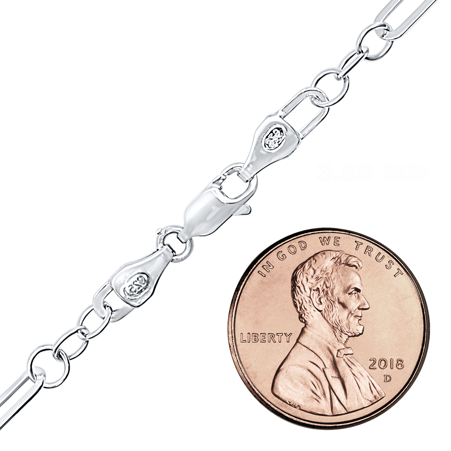 Halskette mit abwechselndem Büroklammer-Kabelmuster aus Sterlingsilber