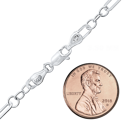 Halskette mit abwechselndem Büroklammer-Kabelmuster aus Sterlingsilber