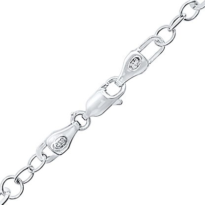 Halskette mit abwechselndem Büroklammer-Kabelmuster aus Sterlingsilber