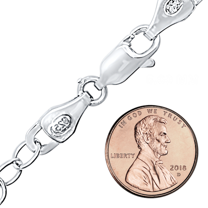 Halskette mit abwechselndem Büroklammer-Kabelmuster aus Sterlingsilber