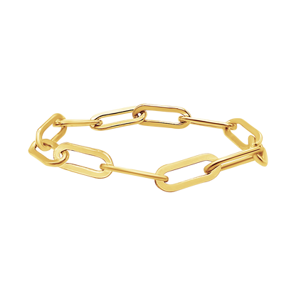 Runder Büroklammer-Kabelkettenring aus 14 Karat Gelbgold