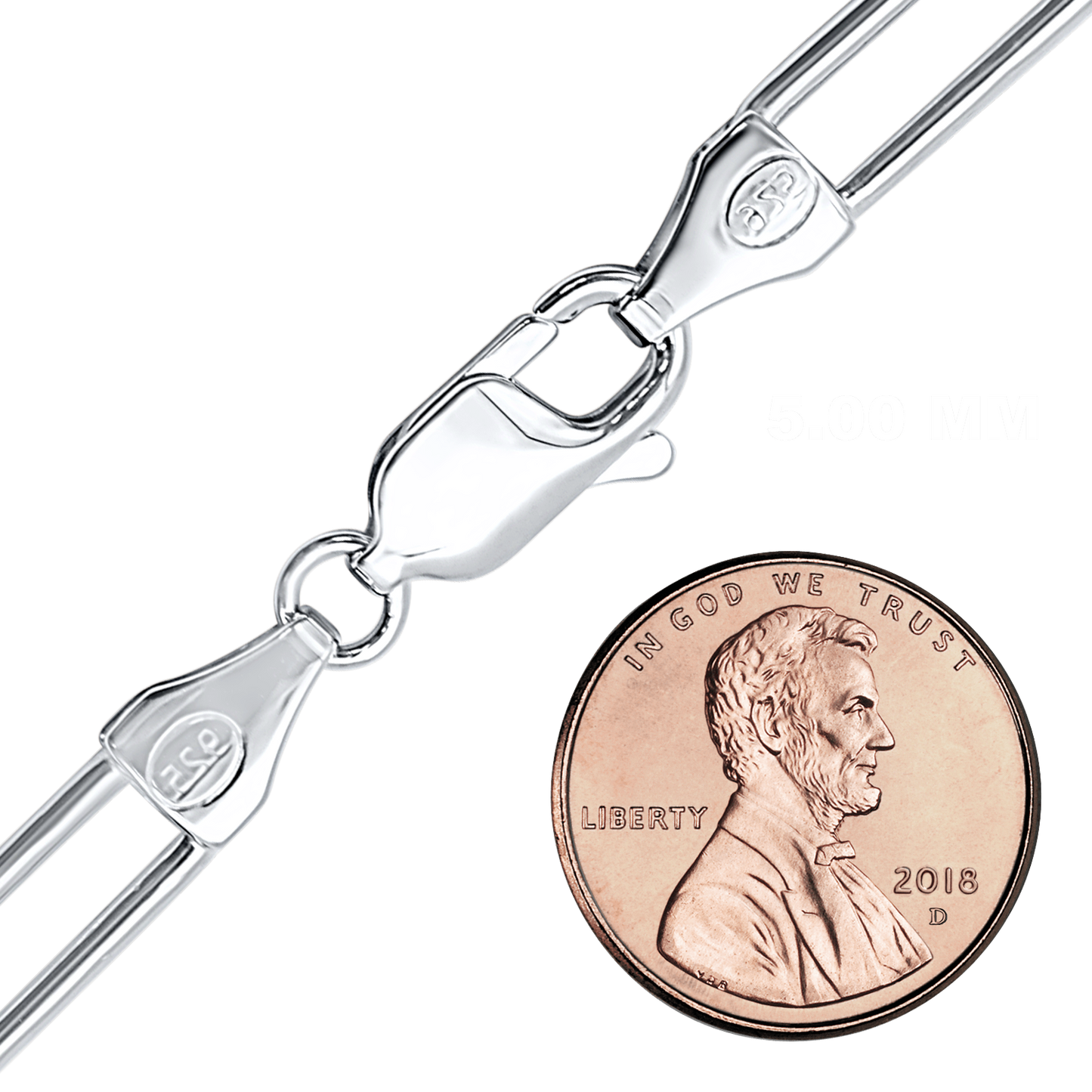 Runde Büroklammer-Kabelkette aus Sterlingsilber