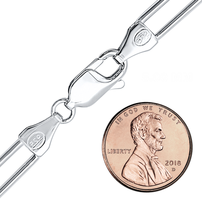 Runde Büroklammer-Kabelkette aus Sterlingsilber