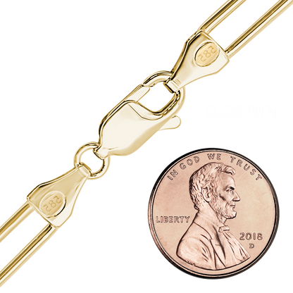 Round Paperclip Cable Anklet in 14K Yellow Gold