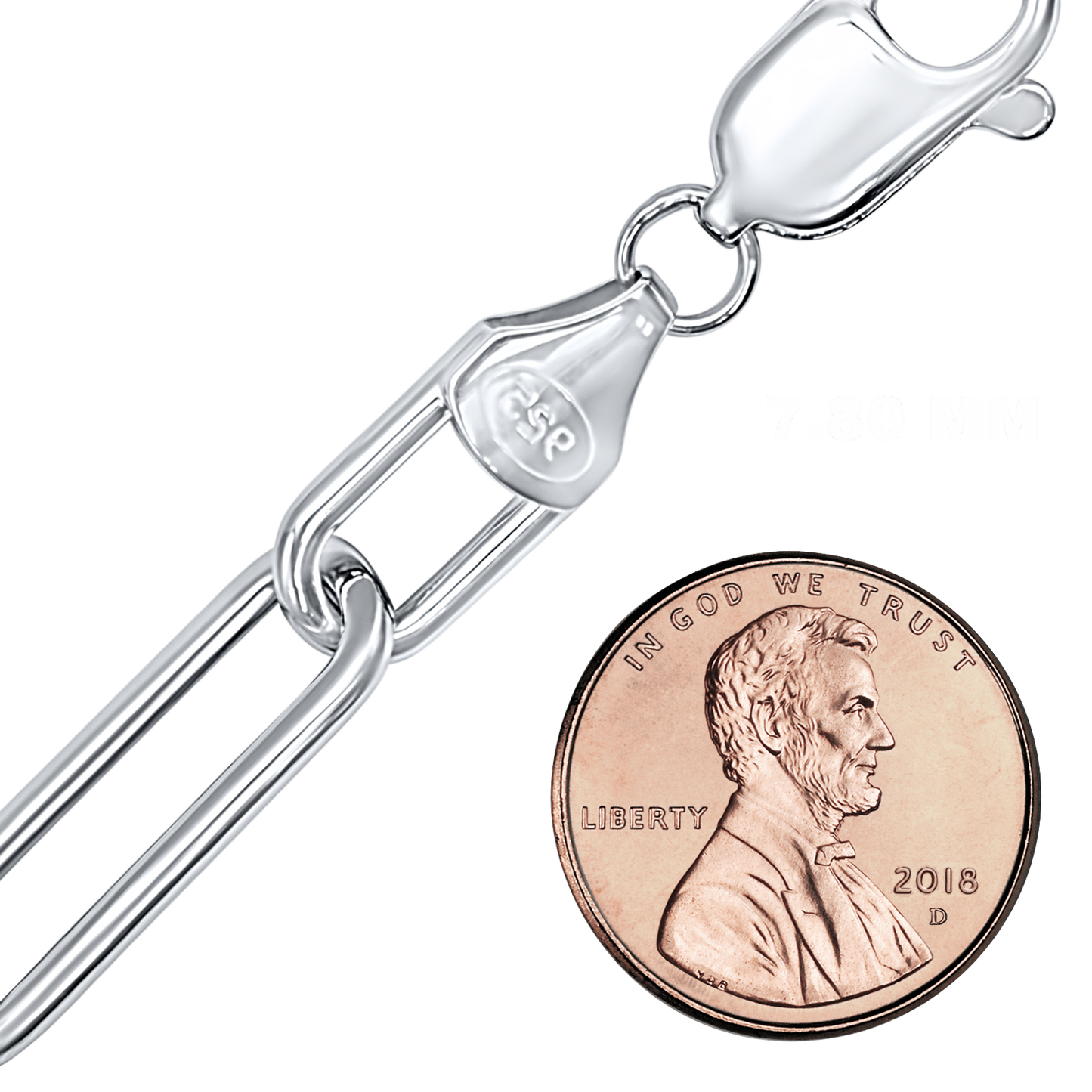 Runde Büroklammer-Kabelkette aus Sterlingsilber