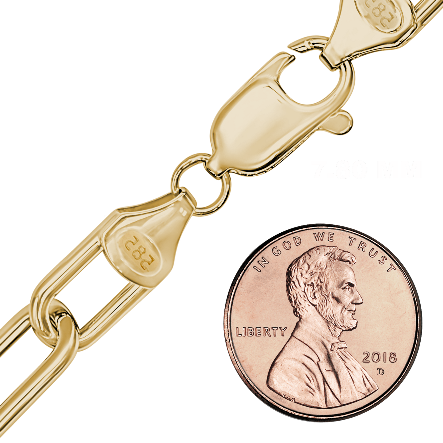 Round Paperclip Cable Anklet in 14K Yellow Gold