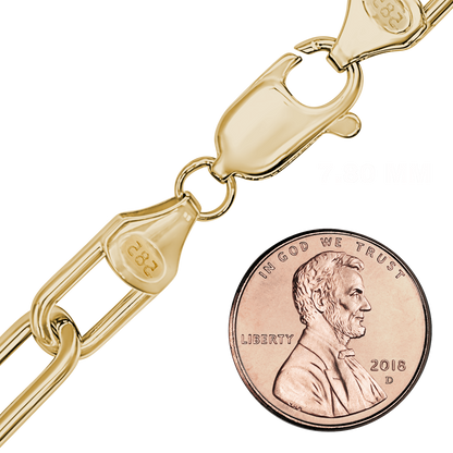 Round Paperclip Cable Anklet in 14K Yellow Gold