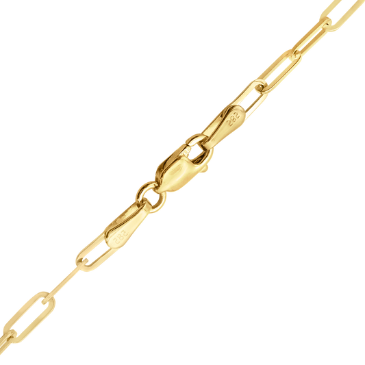 Büroklammer-Kabelkette aus Sterlingsilber – 18 Karat Gelbgold-Finish