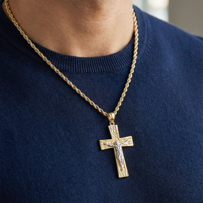 Kreuzanhänger aus 14-karätigem Goldnugget