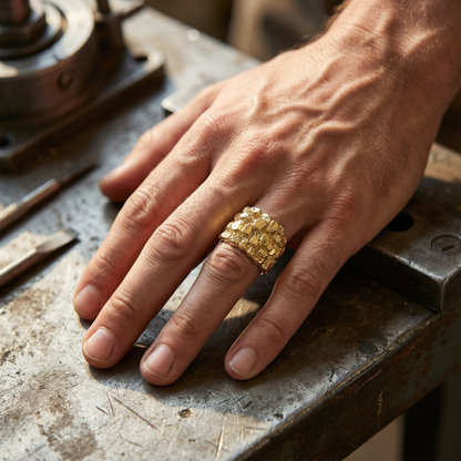 10K/14K Goldnugget-Ring – Schwer