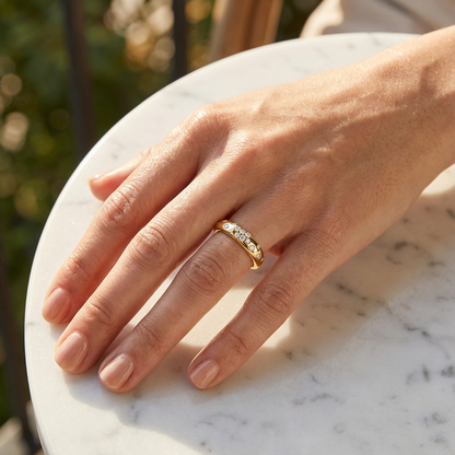 Polished Diamond Sprinkle Ring in Yellow Gold