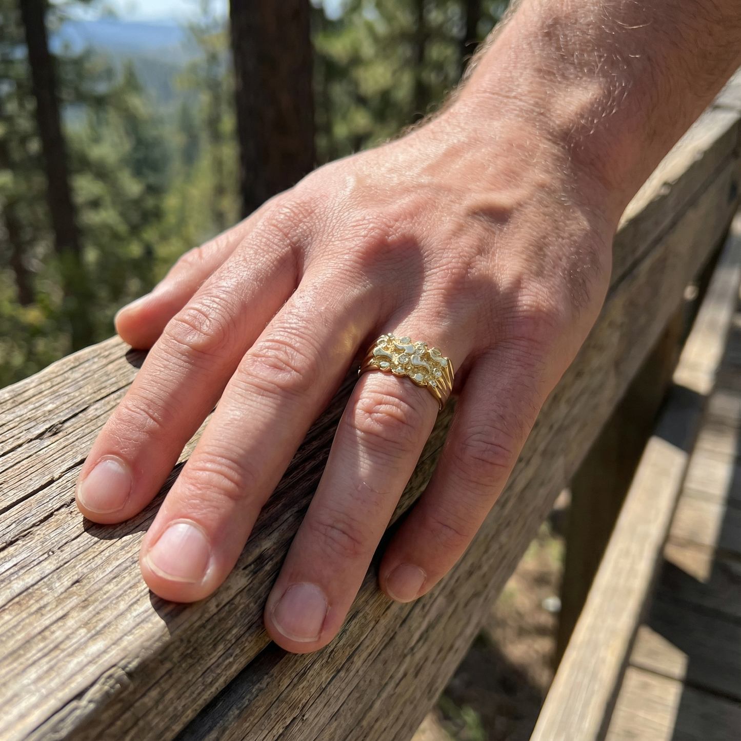 14-karätiger Goldnugget-Ring