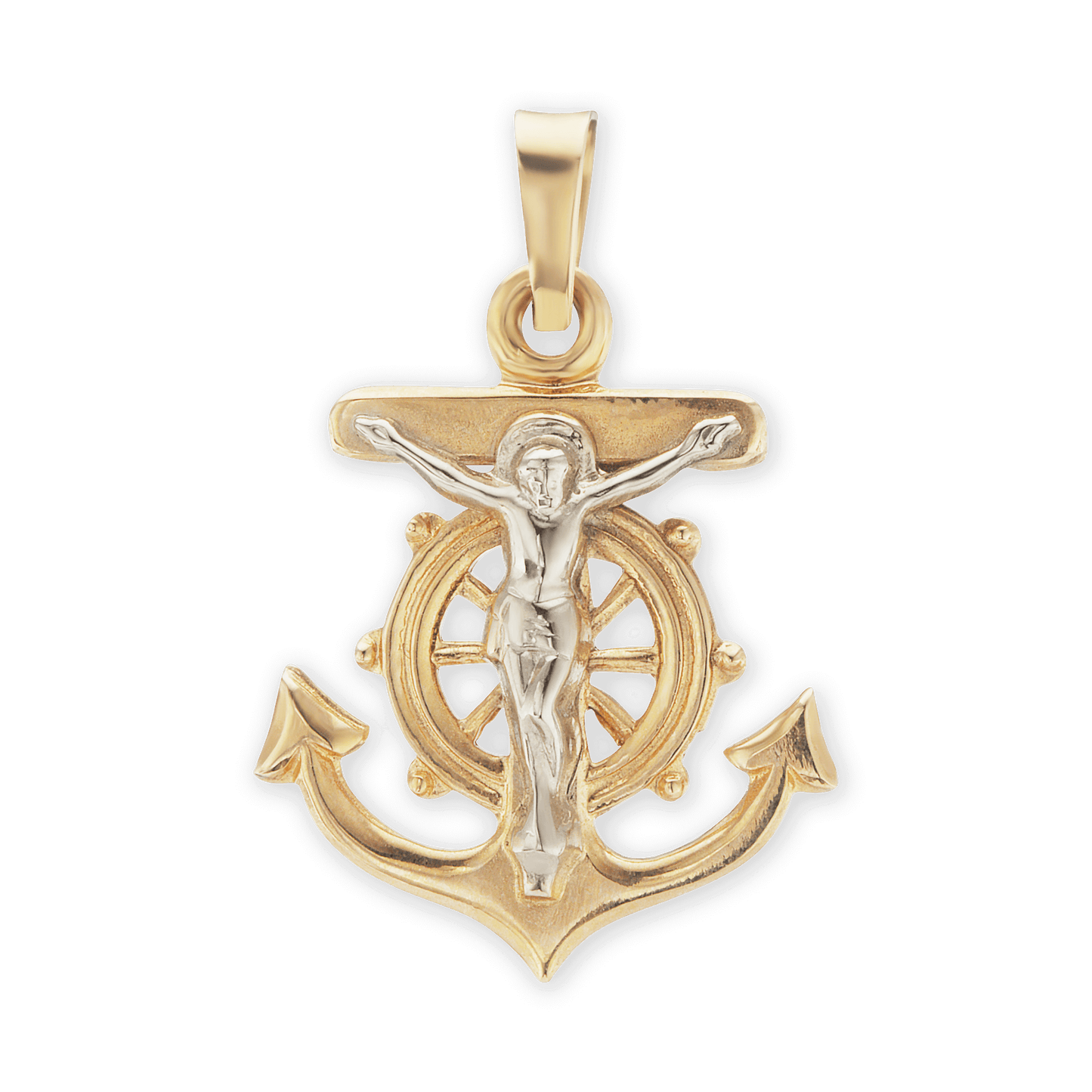 Seemann Anker Kreuz Anhänger aus 14 Karat Gelbgold