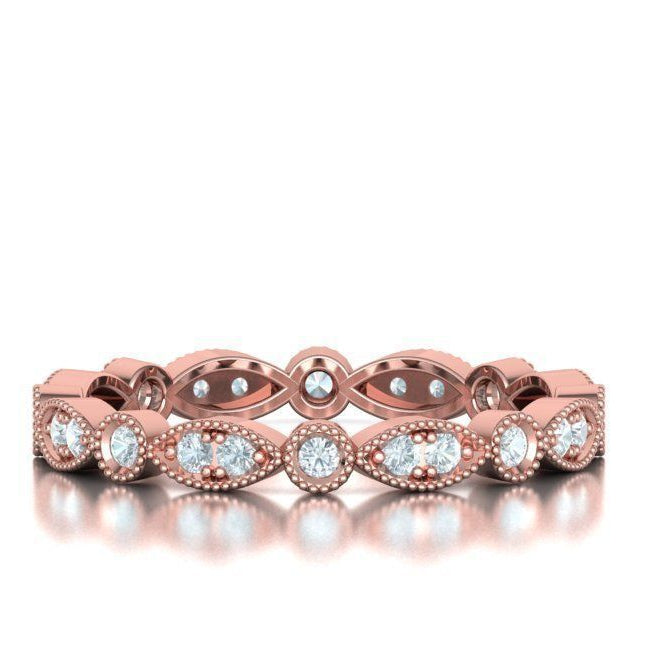 Diamond Milgrain eternity wedding band in 10k/14k/18k rose gold