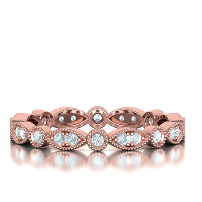 Diamond Milgrain eternity wedding band in 10k/14k/18k rose gold