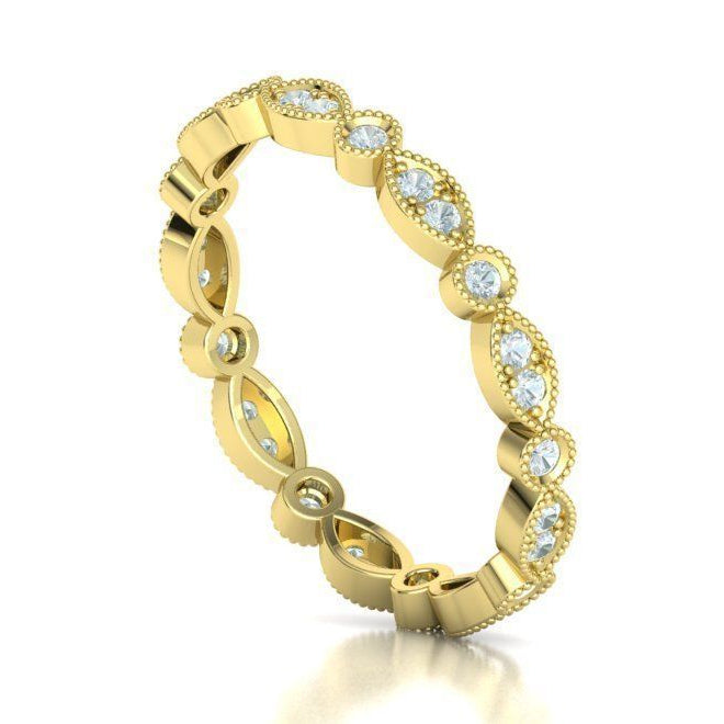 Diamond Milgrain eternity wedding band in 10k/14k/18k yellow gold