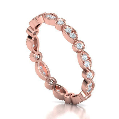 Diamond Milgrain eternity wedding band in 10k/14k/18k rose gold