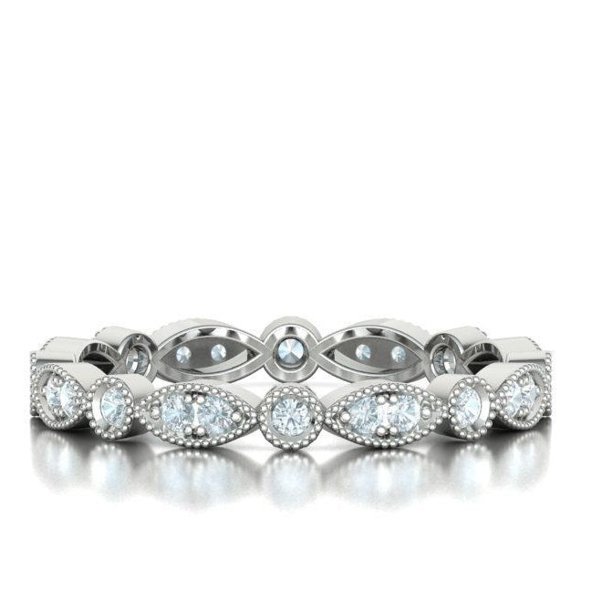 Diamond Milgrain eternity wedding band in 10k/14k/18k white gold