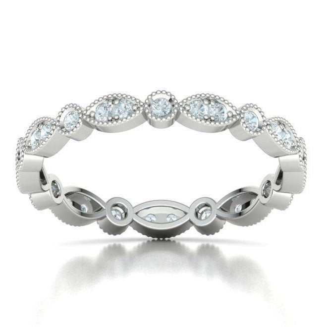 Diamond Milgrain eternity wedding band in 10k/14k/18k white gold