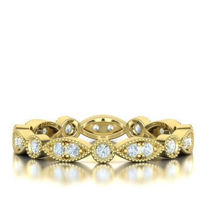 Diamond Milgrain eternity wedding band in 10k/14k/18k yellow gold