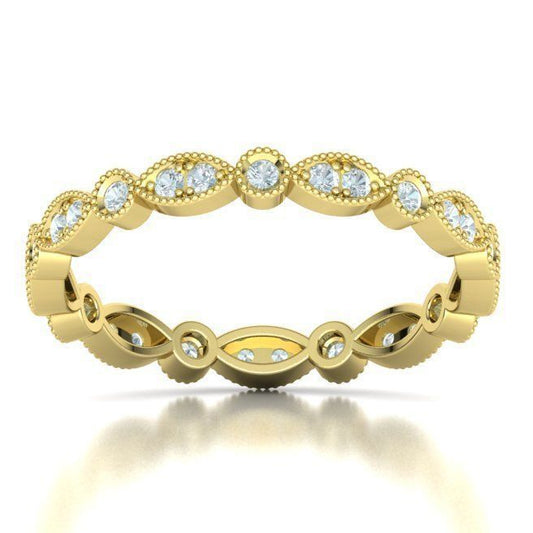 Diamond Milgrain eternity wedding band in 10k/14k/18k yellow gold