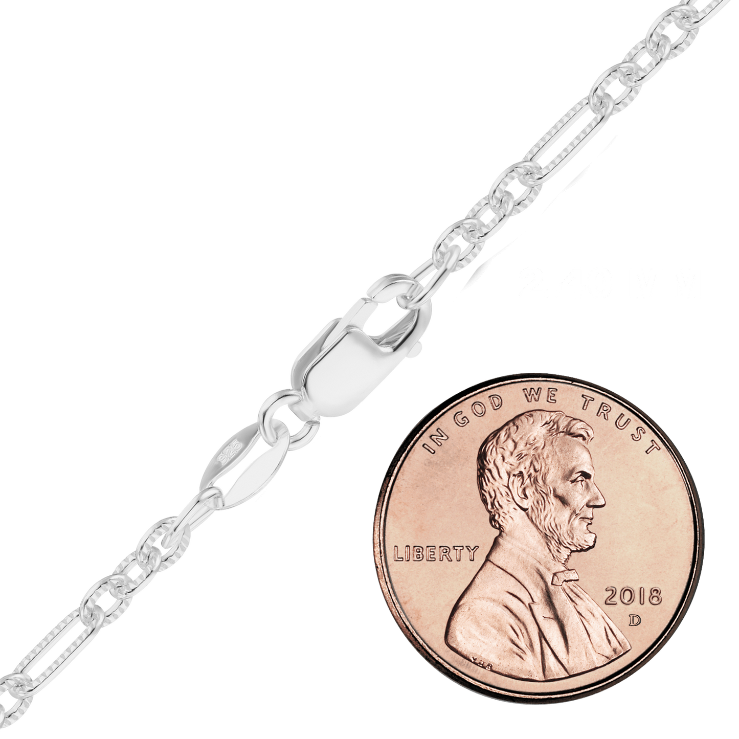 Figaro-Kabelkette mit Struktur aus Sterlingsilber