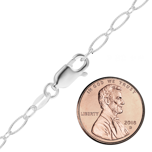 Halskette mit abwechselnd ovalen Kabeln aus Sterlingsilber